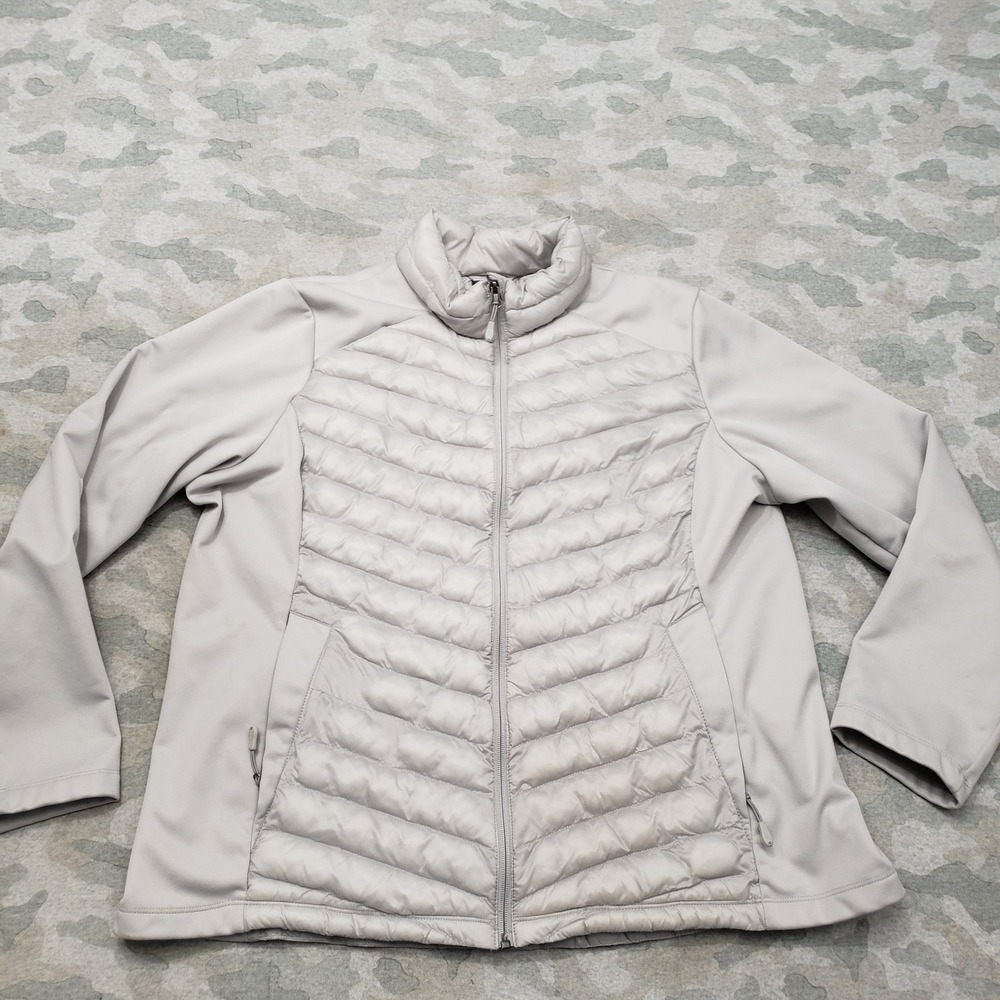 32‎ Degrees Puffer Jacket Womens 2XL Gray Full Zip Pockets Long Sleeve